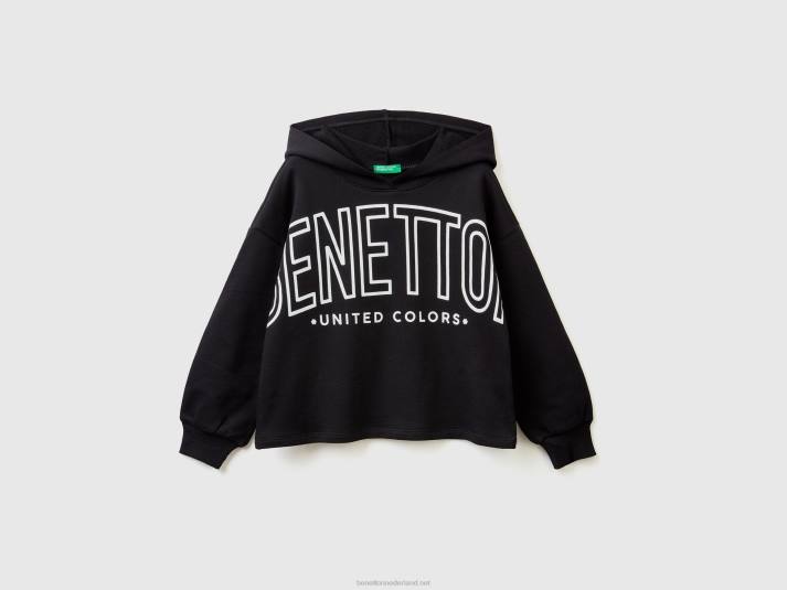 kinderen Benetton cropped sweatshirt met capuchon zwart 4R625325