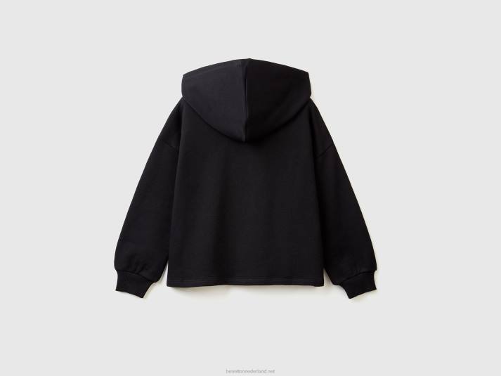 kinderen Benetton cropped sweatshirt met capuchon zwart 4R625325