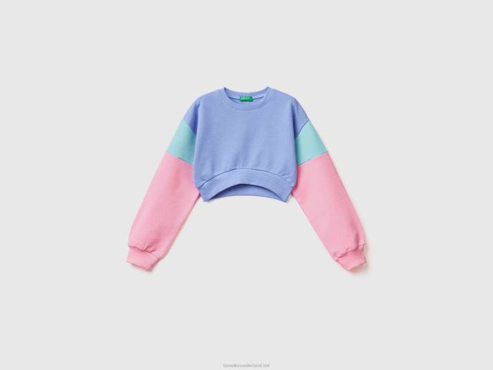 kinderen Benetton cropped sweatshirt met kleurvlakken maagdenpalm 4R622529