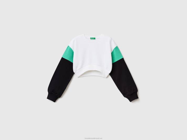 kinderen Benetton cropped sweatshirt met kleurvlakken wit 4R625311