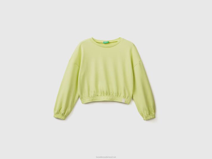 kinderen Benetton cropped sweatshirt van gerecyclede stof Neon Geel 4R625312