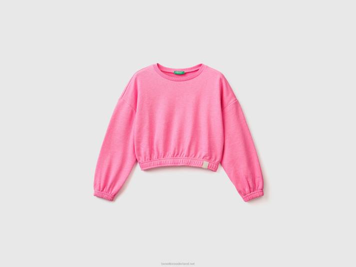 kinderen Benetton cropped sweatshirt van gerecyclede stof Neon roze 4R622554