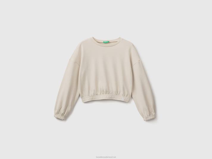kinderen Benetton cropped sweatshirt van gerecyclede stof romig wit 4R625358