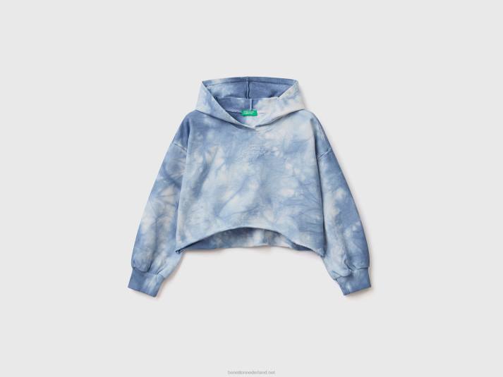 kinderen Benetton cropped tie-dye hoodie luchtmacht blauw 4R625354