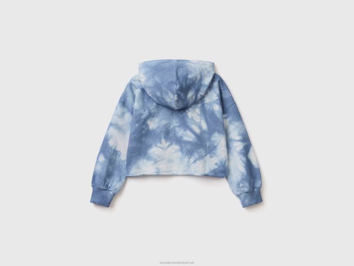 kinderen Benetton cropped tie-dye hoodie luchtmacht blauw 4R625354
