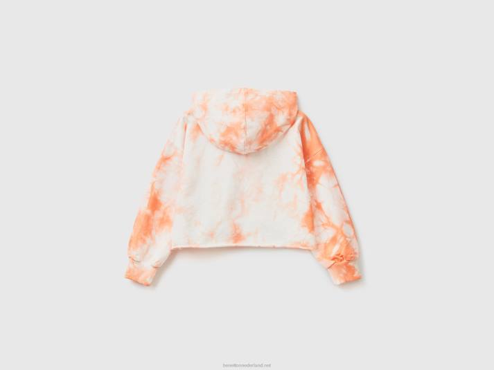 kinderen Benetton cropped tie-dye hoodie zacht roze 4R622521