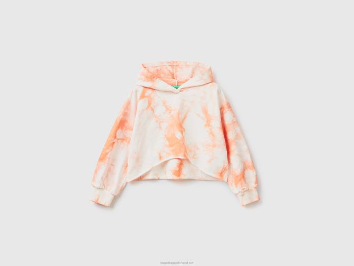 kinderen Benetton cropped tie-dye hoodie zacht roze 4R625324