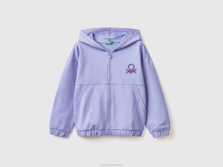 kinderen Benetton hoodie met ritssluiting en geborduurd logo maagdenpalm 4R625343