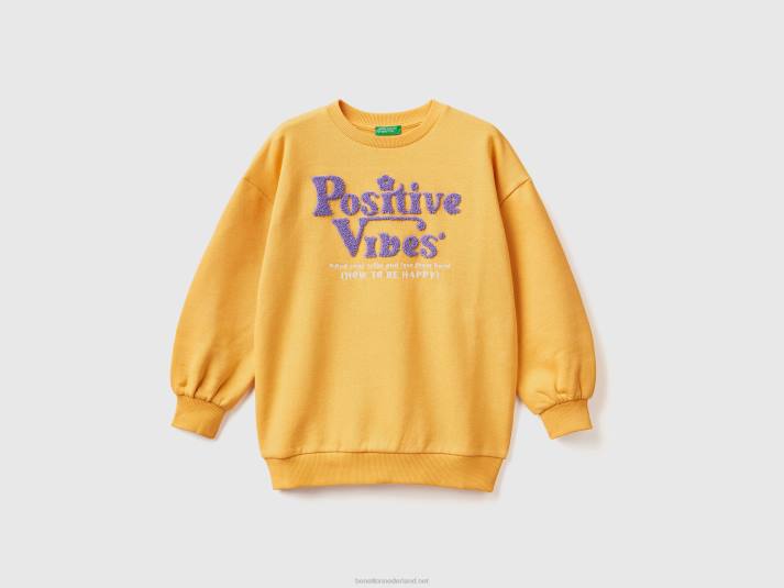 kinderen Benetton oversized hoodie met borduursel geel 4R625329