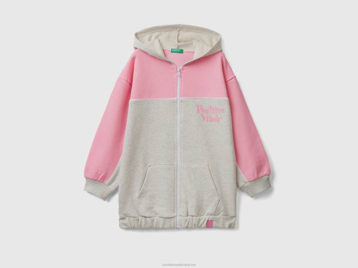kinderen Benetton oversized hoodie met print lichtgrijs 4R625339