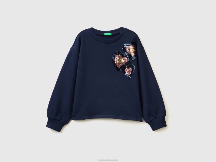 kinderen Benetton sweatshirt met omkeerbare pailletten donkerblauw 4R625349
