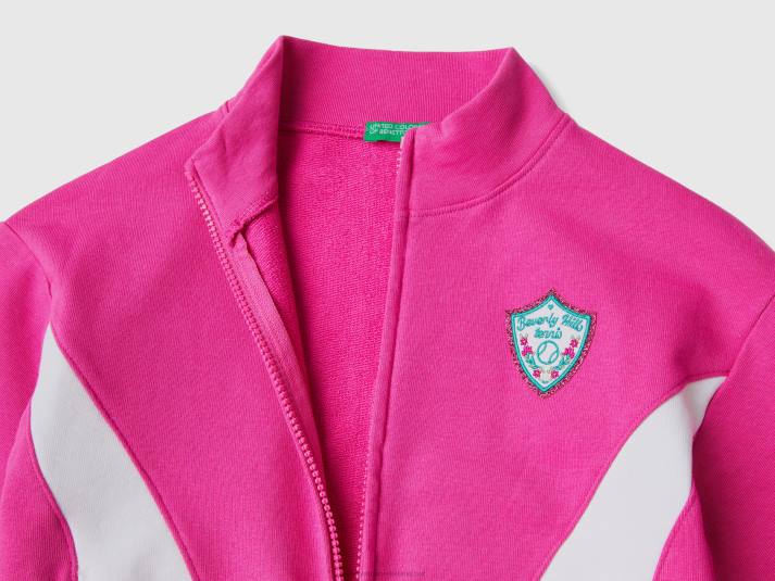 kinderen Benetton sweatshirt met rits en kuif fuchsia 4R625342