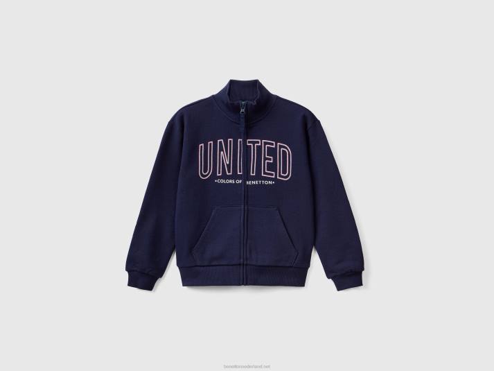 kinderen Benetton sweatshirt met ritssluiting en kraag donkerblauw 4R625333