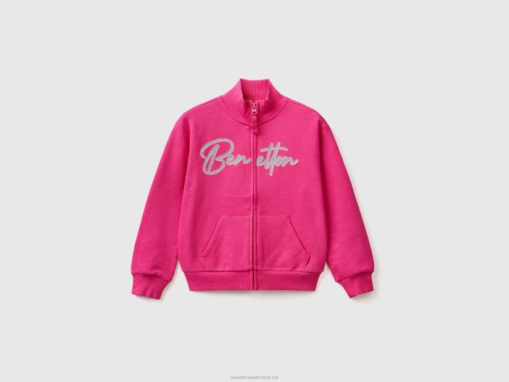 kinderen Benetton sweatshirt met ritssluiting en kraag fuchsia 4R625334