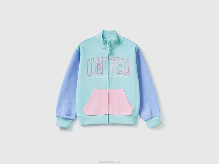 kinderen Benetton sweatshirt met ritssluiting en kraag veelkleurig 4R625313