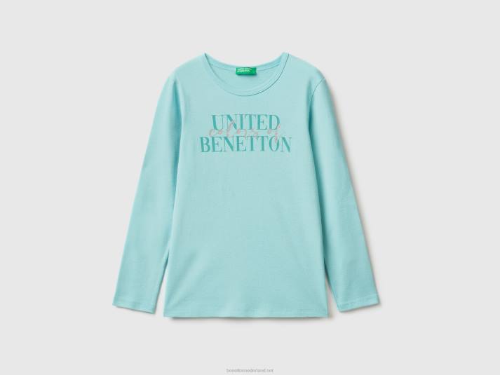 kinderen Benetton T-shirt met lange mouwen en glitterprint water 4R622463