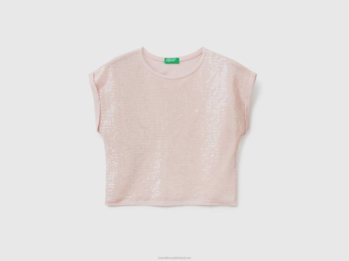 kinderen Benetton T-shirt met pailletten zacht roze 4R625287