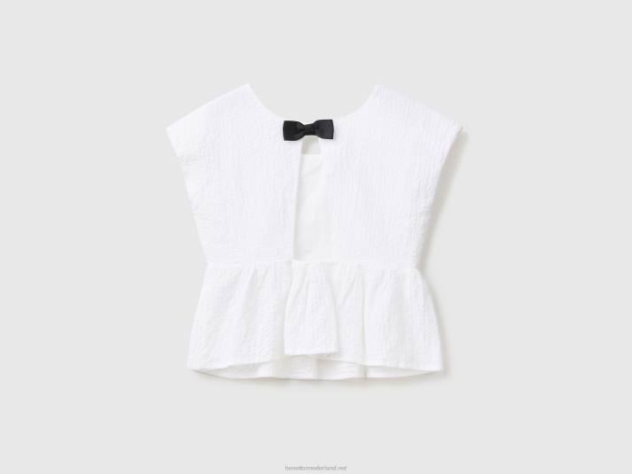 kinderen Benetton blouse met strik op de rug wit 4R622453