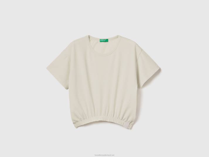kinderen Benetton boxy fit t-shirt van gerecyclede stof romig wit 4R625278