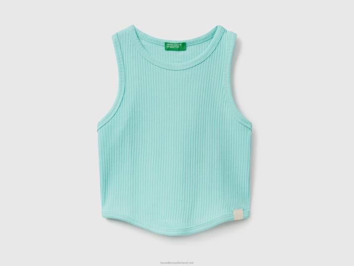 kinderen Benetton geribbelde tanktop lichtblauw 4R625264