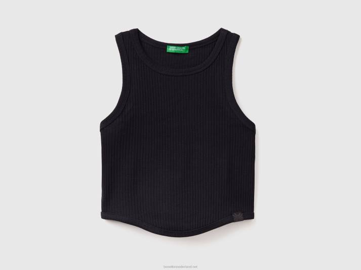 kinderen Benetton geribbelde tanktop zwart 4R622499
