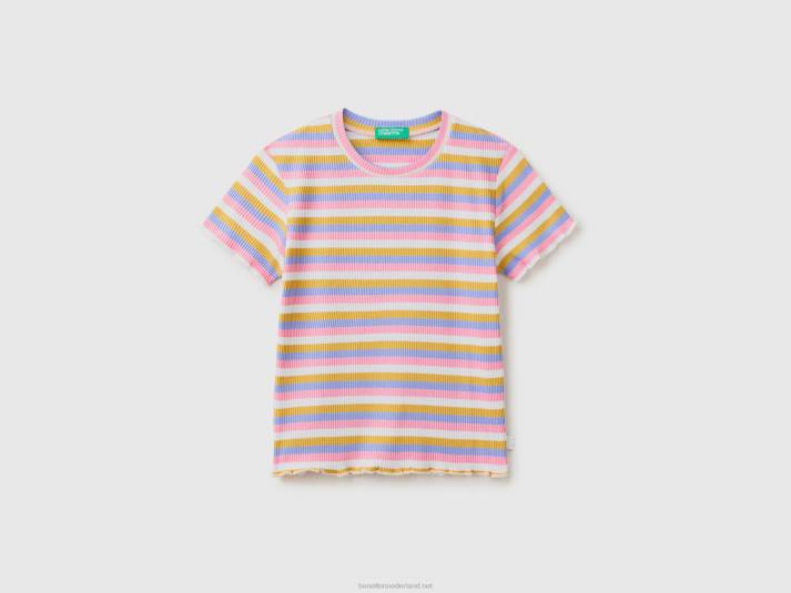 kinderen Benetton gestreept T-shirt van stretchkatoen veelkleurig 4R622454