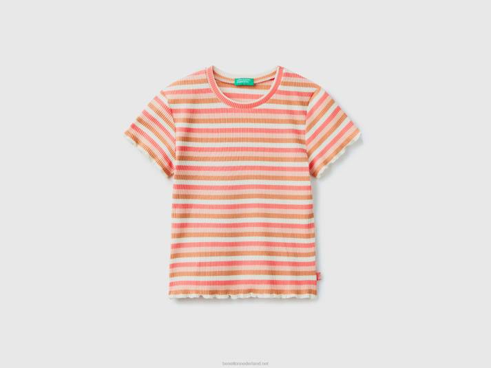 kinderen Benetton gestreept T-shirt van stretchkatoen veelkleurig 4R622494