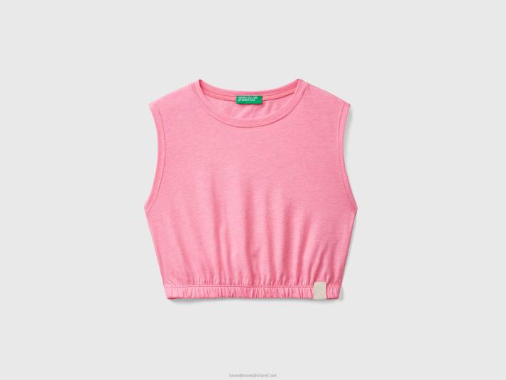 kinderen Benetton korte tanktop van gerecyclede stof Neon roze 4R625281