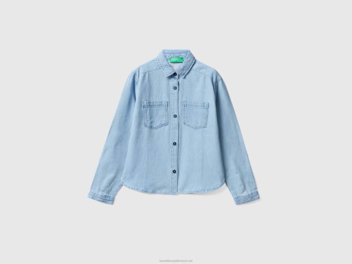 kinderen Benetton lichtgewicht denim overhemd blauw 4R622451