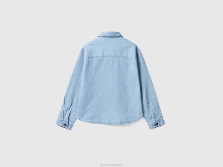 kinderen Benetton lichtgewicht denim overhemd blauw 4R622451