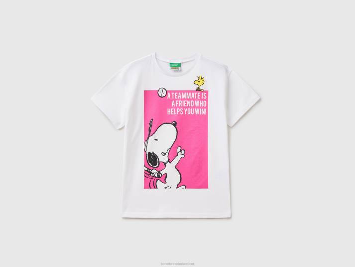 kinderen Benetton oversized fit peanuts t-shirt wit 4R622470