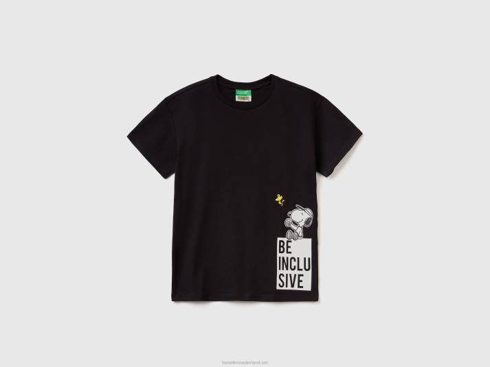 kinderen Benetton oversized fit peanuts t-shirt zwart 4R625226