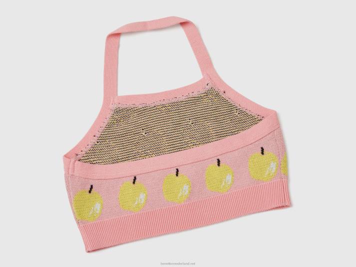 kinderen Benetton roze crop top met appelpatroon roze 4R625285