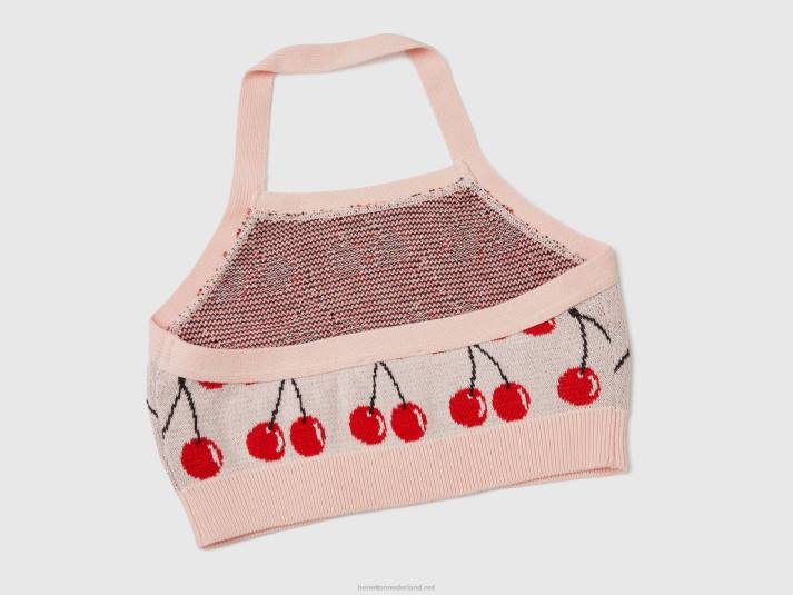 kinderen Benetton roze crop top met kersenpatroon roze 4R622452