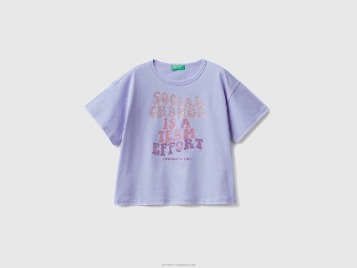 kinderen Benetton t-shirt met glitterprint maagdenpalm 4R625217
