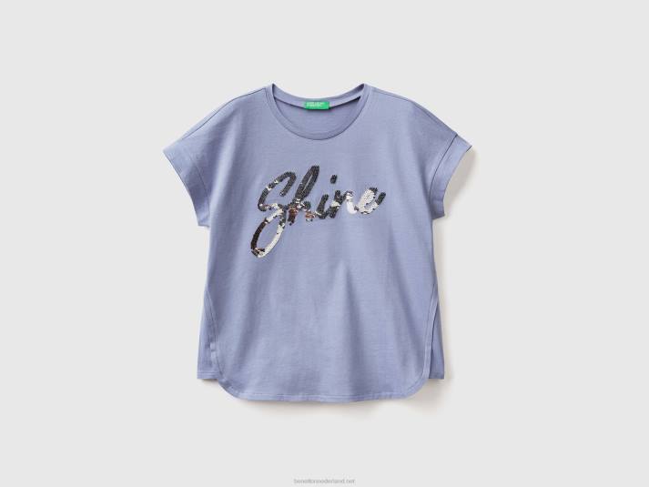 kinderen Benetton t-shirt met omkeerbare pailletten luchtmacht blauw 4R625214