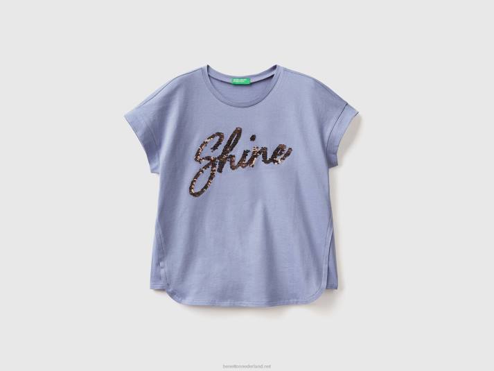 kinderen Benetton t-shirt met omkeerbare pailletten luchtmacht blauw 4R625214