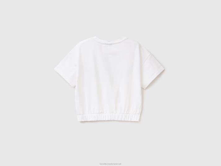 kinderen Benetton t-shirt met print en glitters wit 4R622492