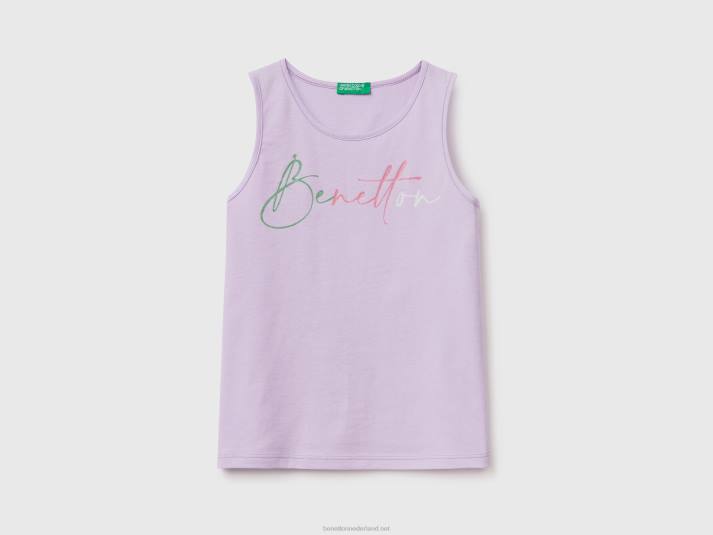 kinderen Benetton tanktop met glinsterende logoprint lila 4R622495