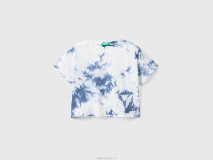 kinderen Benetton tie-dye t-shirt met borduursel luchtmacht blauw 4R622458