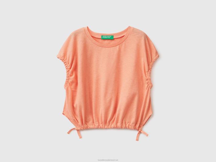 kinderen Benetton top met veters in linnenmix Zalm 4R622501