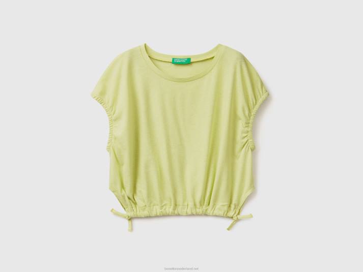 kinderen Benetton top met veters in linnenmix limoen 4R622497