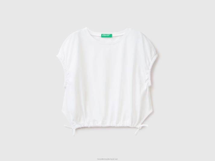 kinderen Benetton top met veters in linnenmix wit 4R622478