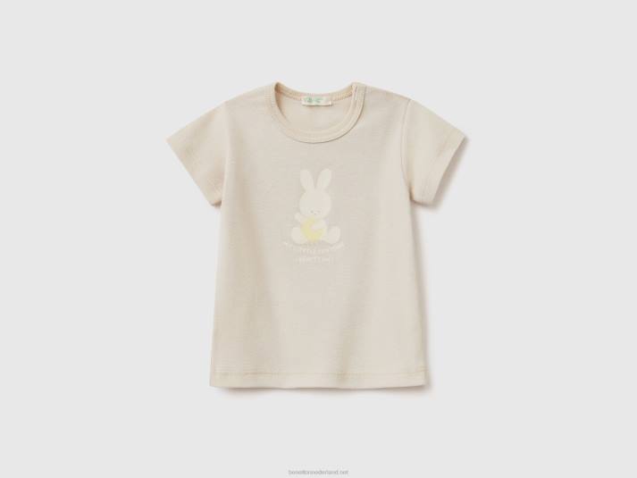 kinderen Benetton T-shirt van 100% biologisch katoen beige 4R625854