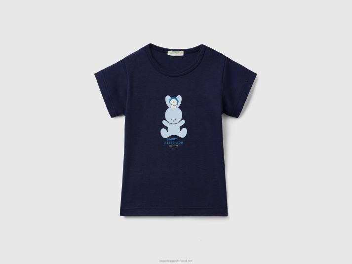 kinderen Benetton T-shirt van 100% biologisch katoen donkerblauw 4R625809