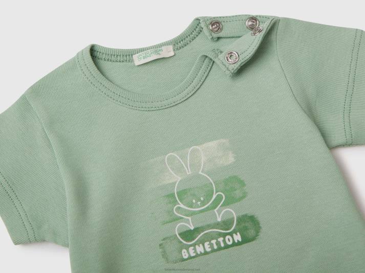 kinderen Benetton T-shirt van 100% biologisch katoen licht groen 4R625853