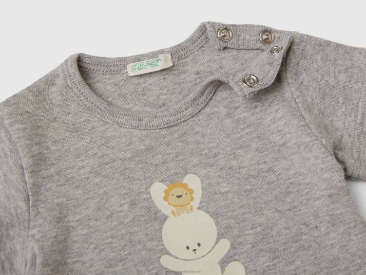 kinderen Benetton T-shirt van 100% biologisch katoen lichtgrijs 4R625785
