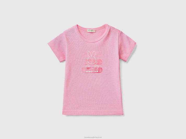 kinderen Benetton T-shirt van 100% biologisch katoen roze 4R625775