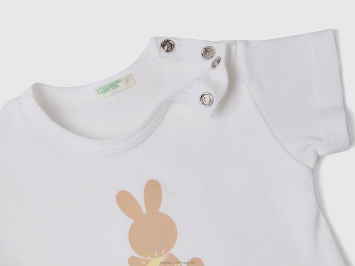 kinderen Benetton T-shirt van 100% biologisch katoen wit 4R623110