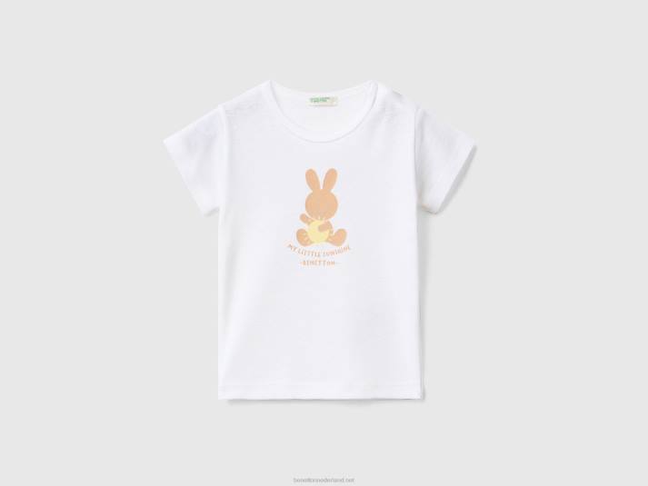 kinderen Benetton T-shirt van 100% biologisch katoen wit 4R625842